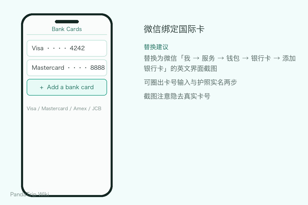 WeChat Pay screen for adding a bank card